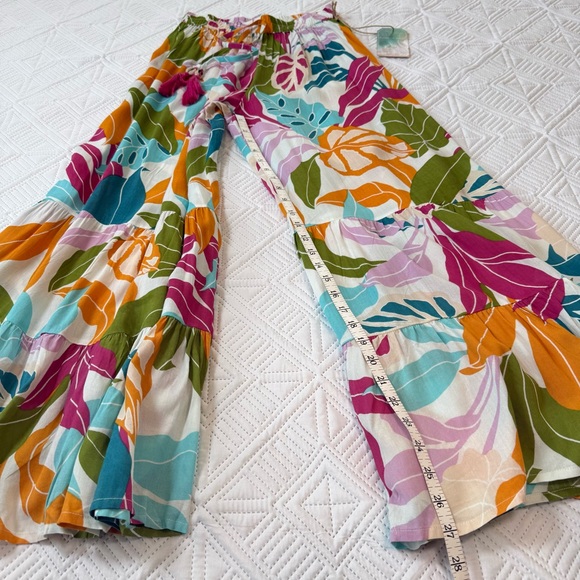 True Destinations Resort Wear Tropical floral coverup wide-leg palazzo pants L - Picture 6 of 11